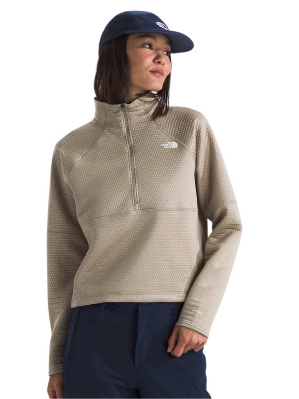 The North Face DotKnit Thermal 1/4 Zip Pullover Clay Grey Women’s M